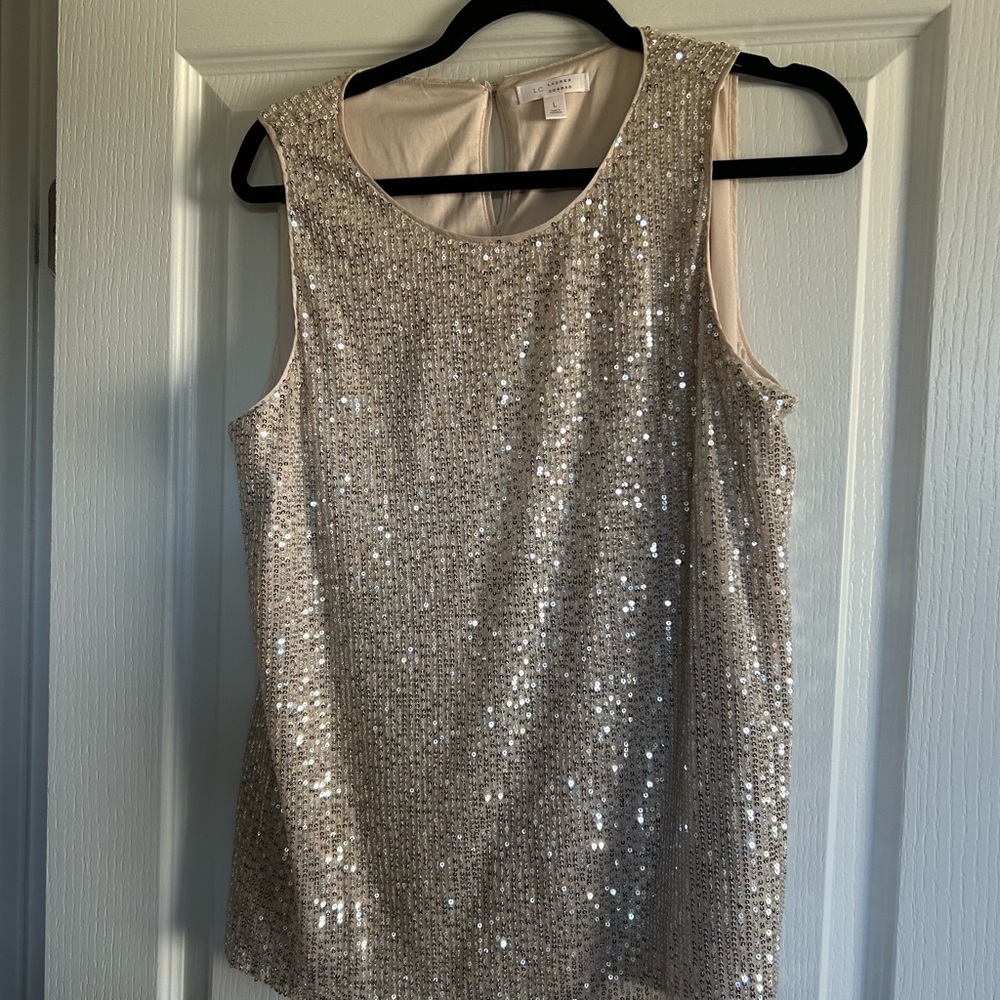 LC Lauren Conrad Silver Sequin Top